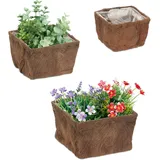 Relaxdays Blumentopf quadratisch 23,5 x 23,5 x 14,5 cm Braun