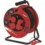 EMOS - Kabeltrommel 25m - 4 Schuko-Steckdosen - wasserdicht, schlagfest, hitze- & kältebeständig - 230V, 16A, 3680W - Gummi-Isolierung - H05RR-F3G 2,5 mm2 - IP44 für Außenbereich