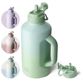 Siehe Bilder Isolierte Sport-Wasserflasche mit Strohhalm, 1,8 l, doppelter