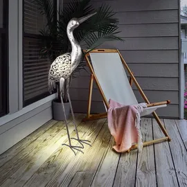 ETC Shop LED Solarleuchte, Kranich grau, Höhe 77 cm