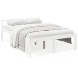 vidaXL Seniorenbett Weiß 135x190 cm Massivholz Kiefer