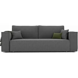 idohome Schlafcouch Cord 3-Sitzer Silber
