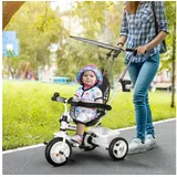 Homcom 6-in-1 Dreirad mit Schubstange Kinderdreirad mit Sonnendach, Korb, Weiß