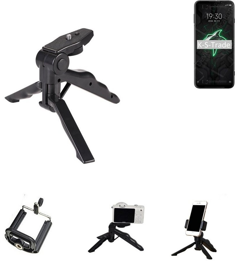 K-S-Trade für Xiaomi Black Shark 3 Smartphone-Halterung, (Stativ Tisch-Ständer Dreibein Handy-Stativ Ständer Mini-Stativ) schwarz