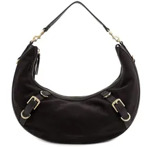 LES VISIONNAIRES Enya Schultertasche Leder 46 cm braun