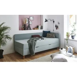 Möbel Kraft Polsterliege mit Bettkasten 150 x 84 x 0 cm Blau