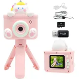 Kqpoinw Kinderkamera Einhorn,2.0”Display Kinder Kamera mit 32 GB TF-Karte, 1080P Selfie Digitalkamera Kinder,Fotoapparat Kinder für 3 4 5 6 8 7 9 10 11 Jahre Jungen und Mädchen