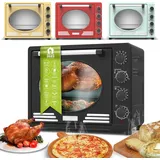 TurboTronic Minibackofen mit Umluft und Drehspieß 35 Liter, inkl. Backblech, schwarz 1600W Mini Tisch Backofen Camping Pizzaofen Klein/Groß Vinta... - Schwarz