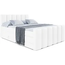 altdecor Boxspringbett Boxi1-Z King 160 x 200 cm H3/H4 Weiß Hochglanz