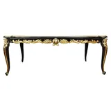 Pompöös by Casa Padrino Barock Luxus Esstisch mit Glasplatte Schwarz / Gold 160 x 100 cm - Pompööser Barock Esstisch designed by Harald Glööc... - Schwarz/Gold