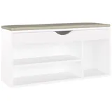 vidaXL Schuhbank mit Kissen Weiß 104x30x49 cm Holzwerkstoff
