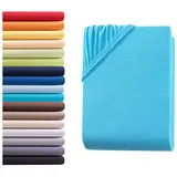 Hometex Premium Textiles Spannbettlaken Jersey 180-200 x 200 cm blau