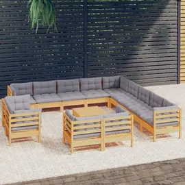 vidaXL Garten-Lounge-Set 14-tlg. grau Kiefer