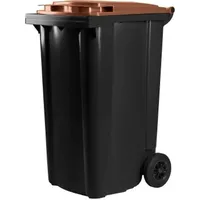 Hardwex schwarze Mülltonne 240 l mit braunem Deckel