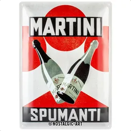 Nostalgic-Art Blechschild, Martini – Spumanti – Geschenk-Idee für Cocktail-Fans, aus Metall, Vintage-Design zur Dekoration, 30 x 40 cm