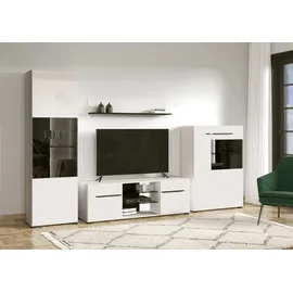 INOSIGN Wohnwand Trentino, (Set, 4-St), Inkl. Vitrine, Low-Board, Highboard und Wandregal schwarz|weiß