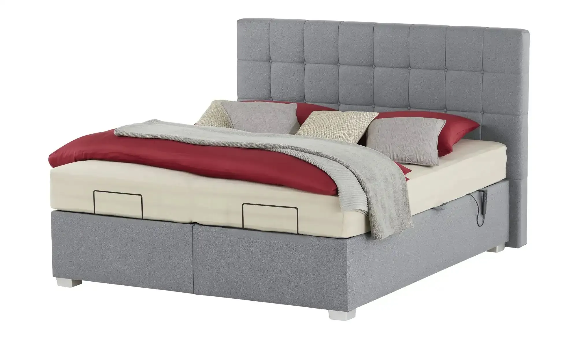 vanDoorn Motor-Boxspringbett mit Bettkasten Ohio , grau , Maße (cm): B: 192 H: 129