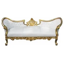 Casa Padrino Barock Sofa Vampire Weiß/Gold - Limited Edition - Lounge Couch