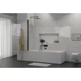 Bernstein Duschabtrennung Bernstein Nano Echtglas, 6mm NT201 100x140 Cm Profil Schwarz matt