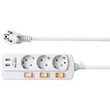 NEUVIELE 3 Fach Steckdosenleiste mit USB Mehrfachsteckdose Einzeln Schaltbar Steckdose verteiler Steckerleiste Überstromschutz 3300W 250V/16A Weiß