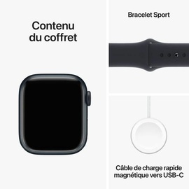 Apple Watch Series 9 GPS 41 mm Aluminiumgehäuse mitternacht, Sportarmband mitternacht M/L