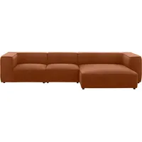 W.Schillig Ecksofa »around-the-block«, mit eleganter Biese, mit Federkern, Breite 341 cm braun