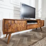 Riess-Ambiente Invicta Interior Massives TV Board Mystic Living 140cm Sheesham Natur 3D Oberfläche Massivholz