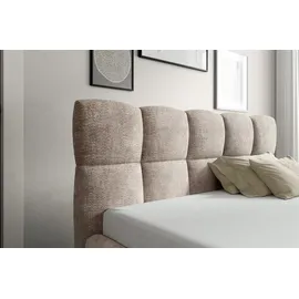 Fun Möbel Boxspringbett Schlafzimmerbett SATINE PREMIUM 200x200cm Stoff Coral Beige