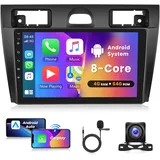 8 Core 4G+64G Android 13 Autoradio 2 Din für Ford Fiesta Mk5 2002-2008 mit Apple Carplay Android Auto GPS Navi WiFi 9 Zoll Autoradio mit Bluetooth Mirror Link FM/RDS/DAB+/OBD/DVR/SWC Rückfahrkamera