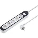 Sygonix SY-4538272 Steckdosenleiste mit Schalter 5fach Weiß, Schwarz Schutzkontakt 1 St.