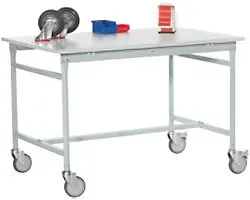 Manuflex Beistelltisch Mobil Basis Melamin Hellgrau 2.000 x 800 x 850 mm