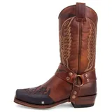 CrtTsks Herren Stiefel aus Leder Rindsleder mit Cowboy Biker Motorrad Boots Klassisch,Gelb,41 EU - 41 EU