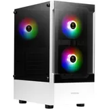 GAMDIAS ATX Mid-Tower Gaming-PC-Gehäuse, Enthält 3 x 120 mm ARGB-Lüfter, High Airflow Mesh Front, Gehärtetes Glas-Seitenteil, PSU-Abdeckung, Weiß