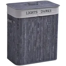 Homcom Wäschekorb mit Deckel Segeltuchsack Segeltuch, + Bambus Grau