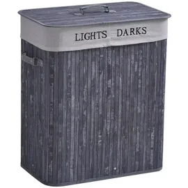 Homcom Wäschekorb mit Deckel Segeltuchsack Segeltuch, + Bambus Grau
