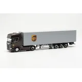 HERPA 317009 1:87, Scania CR 20 HD mit zwei Koffer-Aufliegern "UPS Spanien"