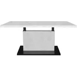 Couchtisch >Lift< höhenverstellbar, keramik optik weiß / schwarz - 120x49/68x70 (BxHxT) - Weiß/Schwarz