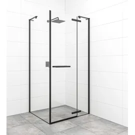 Swiss Aqua Technologies Eckdusche mit Pendeltür rechts 90 x 90 cm Schwarz/Klarglas SATTGDN9090