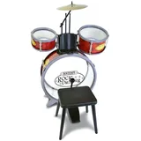 BONTEMPI Kinderschlagzeug Baßtrommel Ø 385 mm mit Pedal 2 kleine Trommeln Ø 170 Becken Ø 210 mm 2 Schlagstöcken Maße: 500x500x680 mm