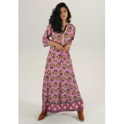 Maxikleid, mit glänzender Verzierung am Ausschnitt, Gr. 42 - N-Gr, beere-braun-beige-schwarz-petrol, , 53678527-42 N-Gr