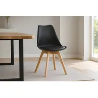 Sam Esszimmer Schalenstuhl & Polster Kunstleder schwarz Stuhlbein Massivholz