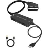 Wrugste Scart auf HDMI Konverter mit HDMI-Kabel, HD-Adapter 720P/1080P, Video-Konverter für HDTV-Monitor, Projektor, Xbox, VHS STB, Sky DVD-Player, Blu-Ray mit USB-Kabel