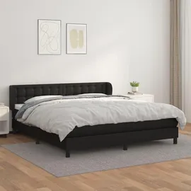 vidaXL Boxspringbett mit Matratze Schwarz 160x200 cm Kunstleder - Schwarz