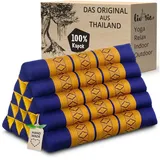 livasia Keilkissen Dreieckskissen hoch (Classic) - 38x55x35cm, Kapok, vegan, handgefertigt blau|gelb