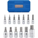 Mayouko 13PCS Metric Hex Bit Socket Set, CR-V Allen Bit Socket Kit, S2 Steel, 2mm - 14mm, 1/4", 3/8" & 1/2" Drive, H2-H14