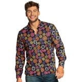 Boland 44533 - Hemd Flower Power, Größe L, für Herren, Shirt, Oberteil, für Erwachsene, Blumenhemd, Hawaiihemd, Hippie, 70er Jahre, Mottoparty, Karneval, Schlagermove, Verkleidung, Kostüm - L