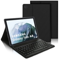 IVEOPPE Samsung Tablet A8 Hülle mit Tastatur, Galaxy Tab A8 Hülle mit Tastatur, Magnetische Kabellose Bluetooth-Tastatur für Galaxy Tab A8 10,5 Zoll, 2022(SM-X200/X205/X207), QWERTZ Layout, Noir