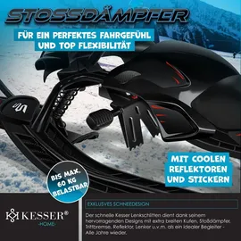 Kesser KESSER® Lenkschlitten mit 2 Fußbremsen Automatisches Zugseil Federung Kufenlenkung Bob Kinderschlitten Rodel Schlitten Skiboblenkschlitten