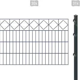 Arvotec Doppelstabmattenzaun ARVOTEC "ESSENTIAL 80 zum Einbetonieren "Karo" mit Zierleiste", grau (anthrazit), H:80cm, Stahl, Kunststoff, Zaunelemente, Zaunhöhe 80 cm, Zaunlänge 2 - 60 m