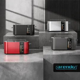 Arendo Toaster Edelstahl, 800W, Display mit Restzeitanzeige, Brötchenaufsatz, Defrost Funktion, Wärmeisolierendes Gehäuse, Touch - silber